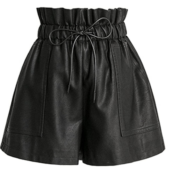 MD Faux Leather Black High-Waisted Shorts - Picture 1 of 7